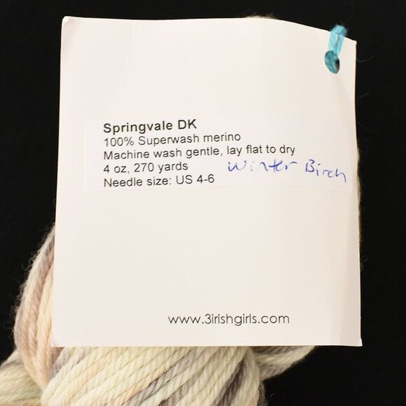 Three Irish Girls Springvale DK Yarn SW Merino Hand-Dyed Winter Birch - Picture 3 of 3